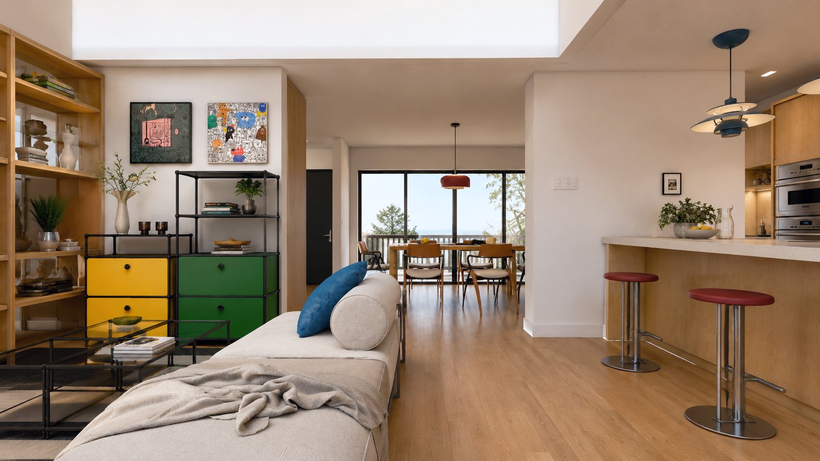 Living and kitchen perspective